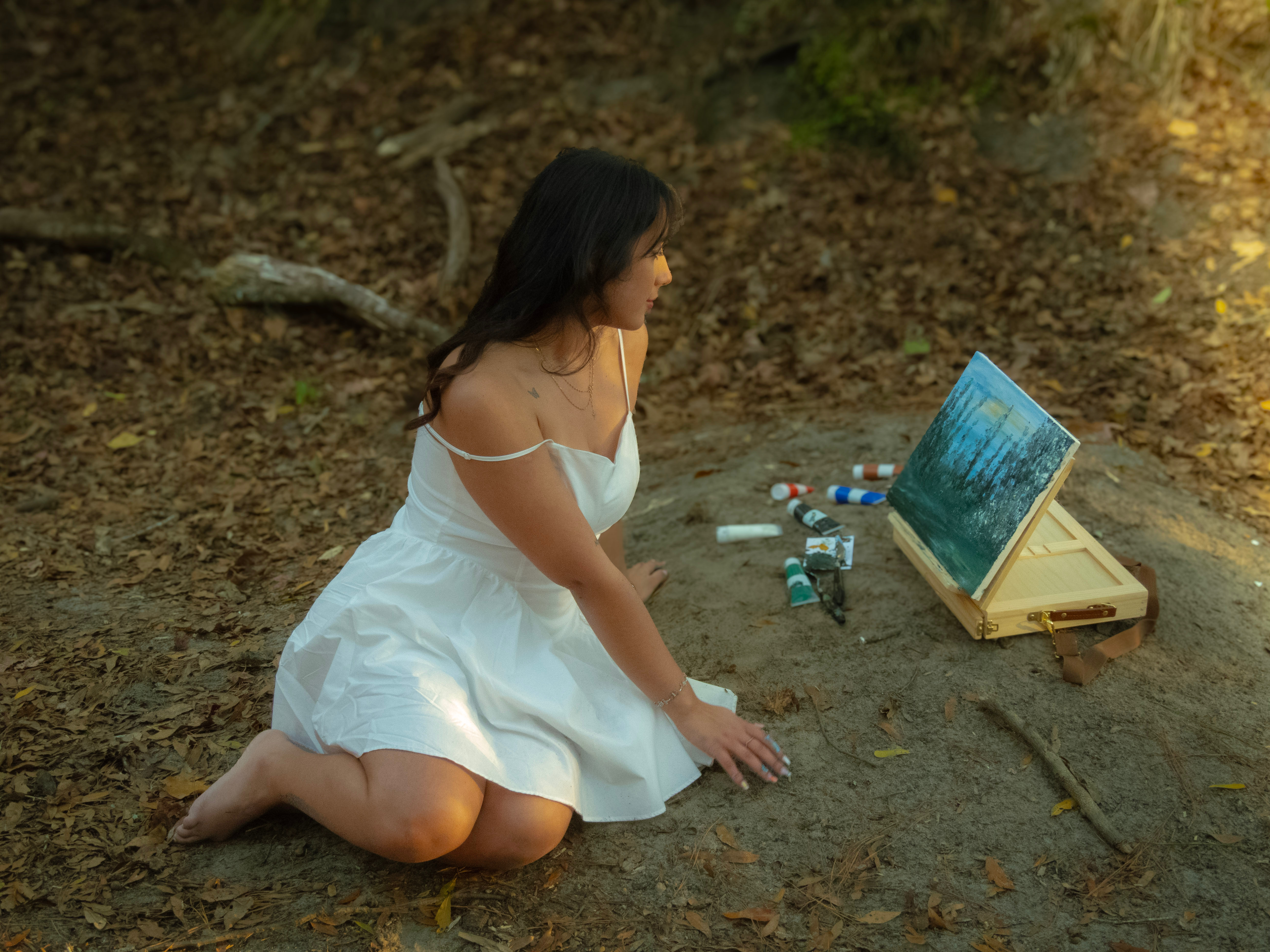 Portrait painting outdoors